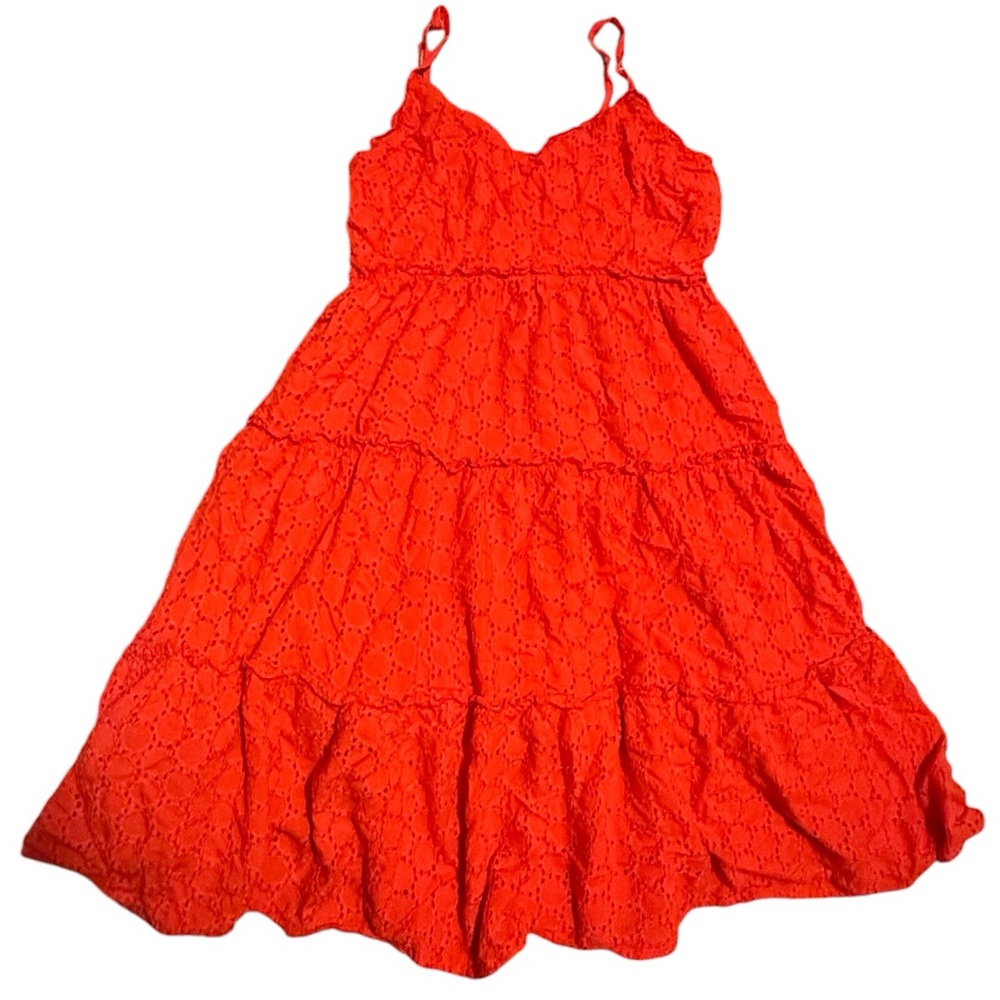 Sim & Sam never worn ~ Spaghetti-Strap Red Eyelet Tiered Sundress